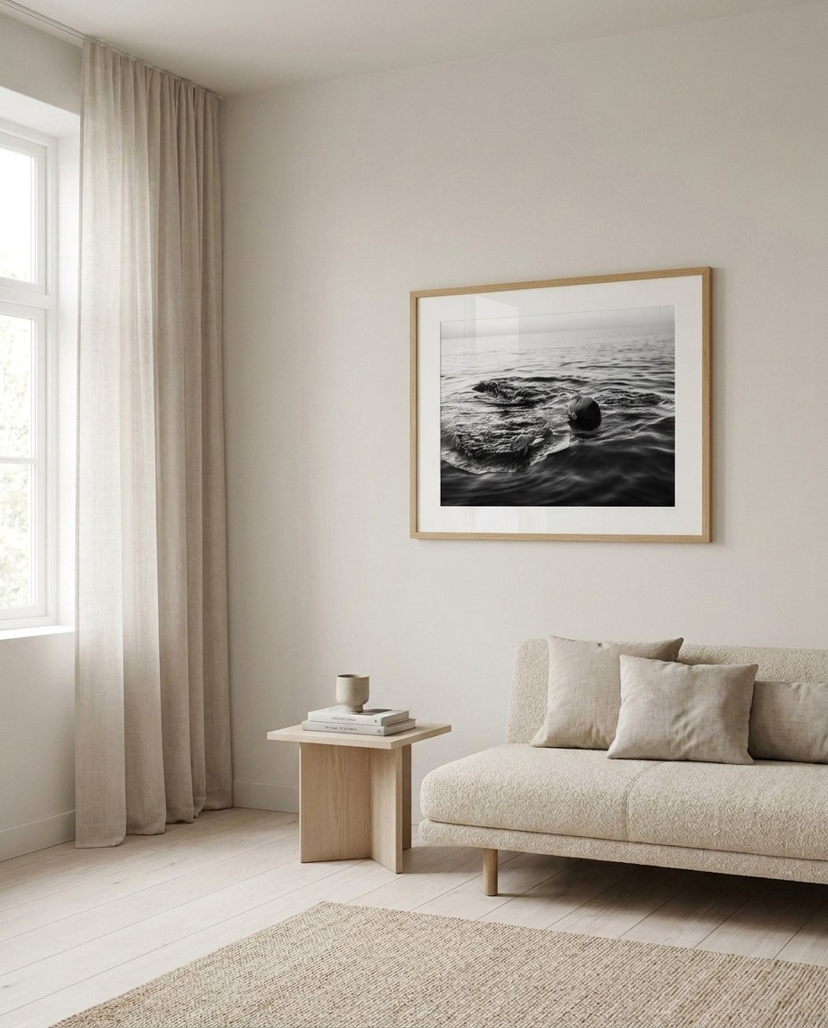Black and white stories, Neringa — interior visualisation
